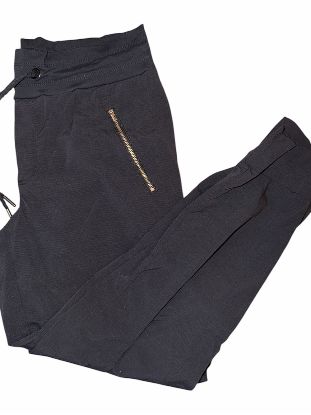 Athleta Black womens  Joggers with silver Zip Accent